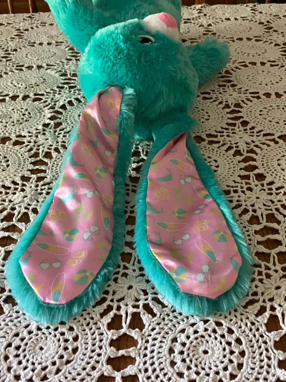 Build-A-Bear BAB 16” Plush Beach Bunny Teal Rabbit w/ Long Floppy Ears